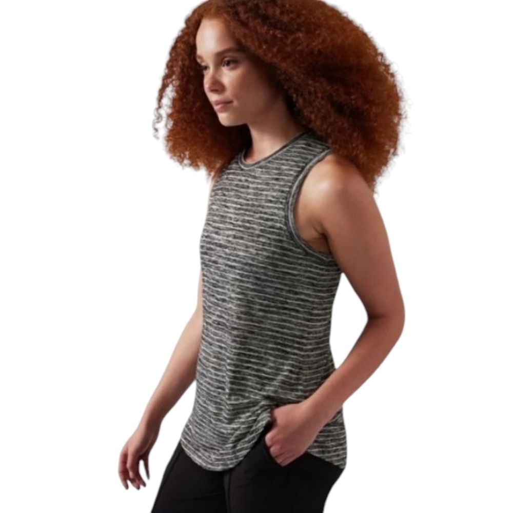 Athleta Breezy Tank Stripe Marled Black White Stripes Size Small